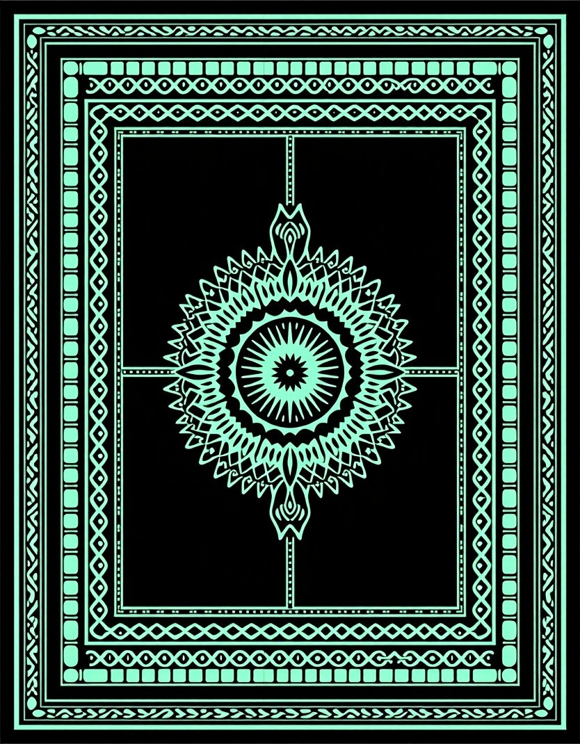 Ornate Teal Mandala Geometric Rug