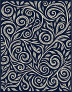 Classic Floral Swirls Navy Cream Rug