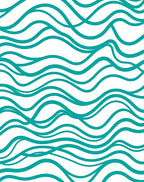 Teal Wavy Stripe Pattern Rug