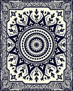 Intricate Dark Floral Mandala Design Rug