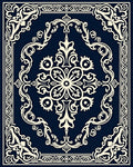 Classic Floral Medallion Navy Cream Rug
