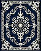 Classic Floral Medallion Navy Cream Rug