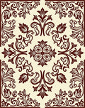 Rich Foliate Scrollwork Damask Rug