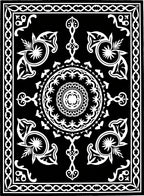 Classic Black White Ornamental Pattern Rug
