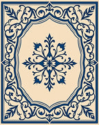 Ornate Blue Floral Medallion Pattern Rug
