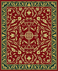 Rich Burgundy Gold Floral Botanical Rug