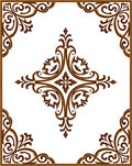 Elegant Brown Floral Scroll Design Rug