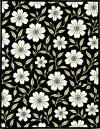 Floral Pattern With Green Vines Rug