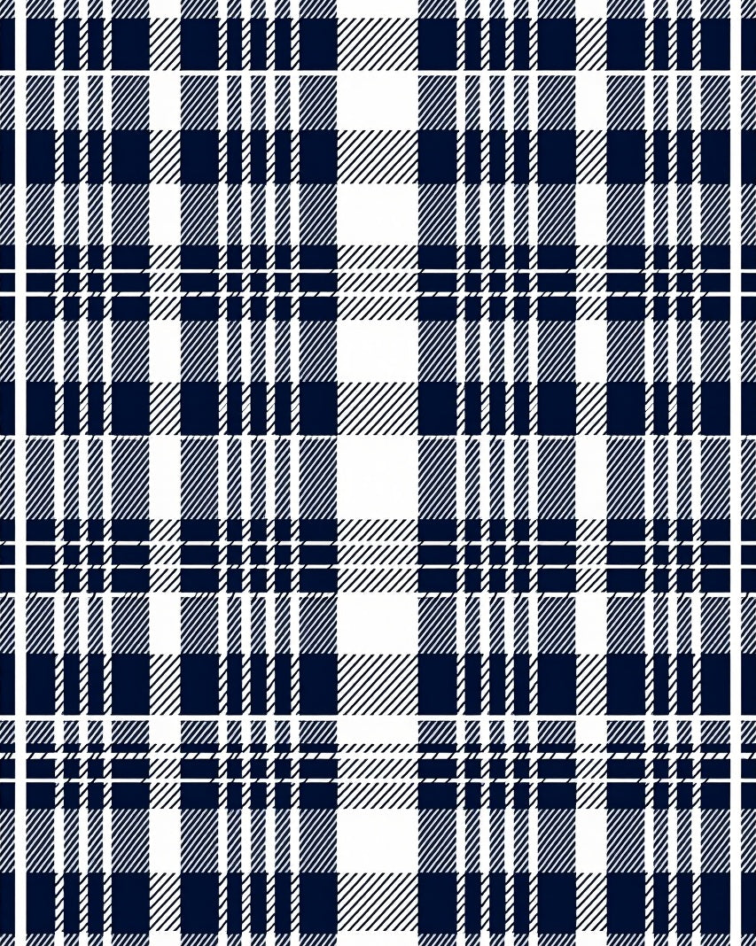 Classic Navy Blue Plaid Pattern Rug