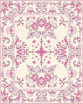 Pink Floral Scrollwork Border Design Rug