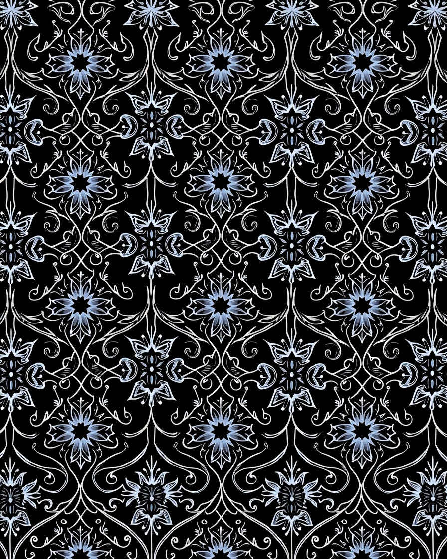 Art Nouveau Sky Blue Floral Scroll Rug