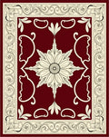 Elaborate Floral Scrollwork Patterned Rug