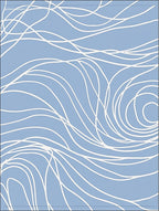 Serene Blue White Swirl Pattern Rug