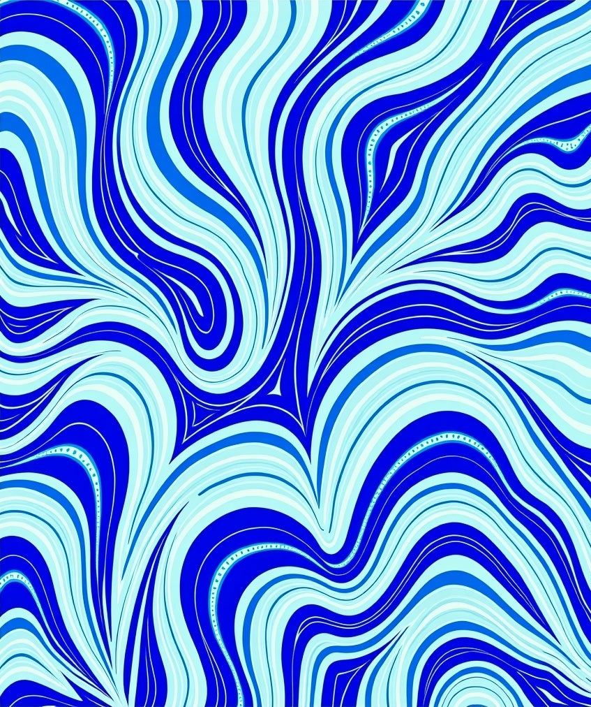 Abstract Blue Swirl Fluid Flow Design Rug