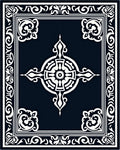 Ornate White Scroll Border Design Rug