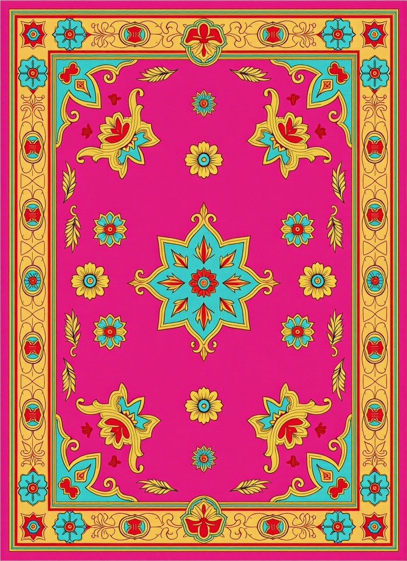 Bright Floral Medallion Pattern Rug