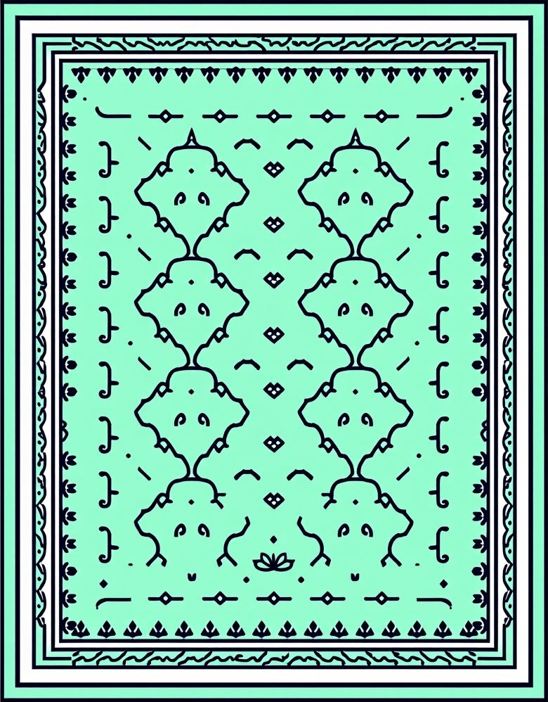Mint Green Geometric Art Deco Rug