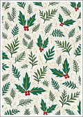 Evergreen Holly Berry Leaf Garland Rug
