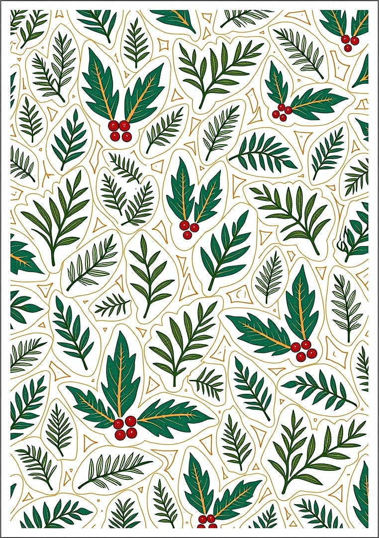 Evergreen Holly Berry Leaf Garland Rug