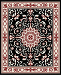 Classic Red White And Black Floral Rug