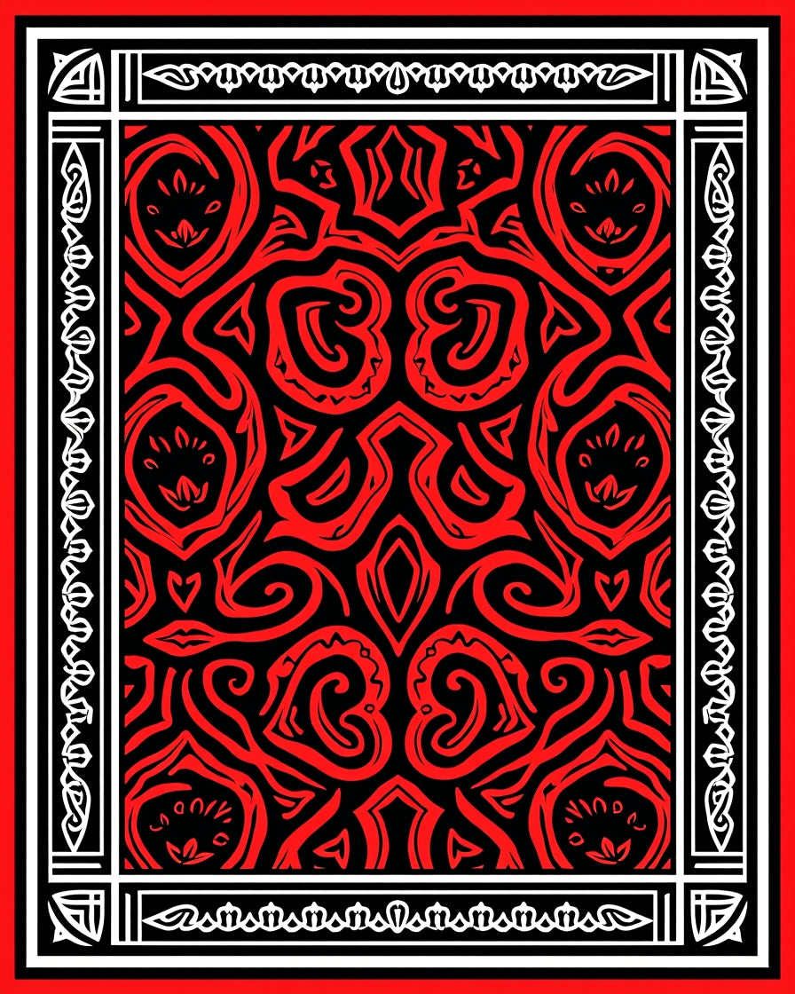 Bold Red Swirling Abstract Design Rug