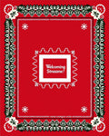 Crimson White Leaf Edged Floral Frame Rug