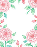 Pink Rose Botanical Border Design Rug