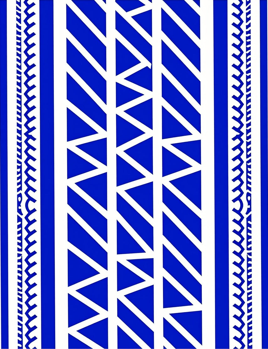 Bold Blue Geometric Tribal Pattern Rug