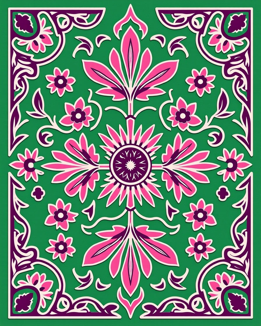 Vibrant Floral Vine Art Rug