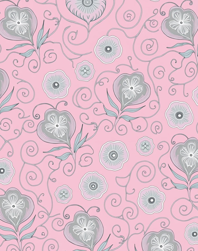 Whimsical Floral Swirl Pattern Rug