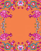 Vibrant Floral Border Pattern Rug