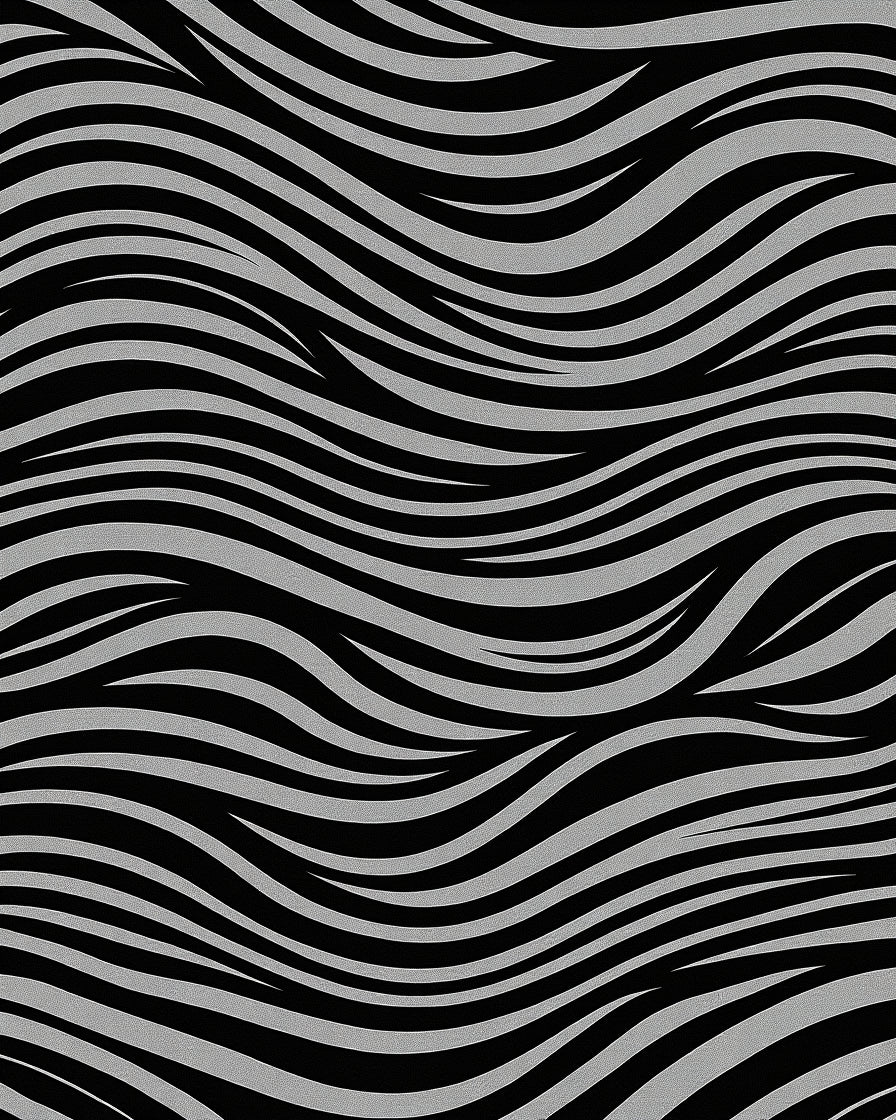 Black Gray Wavy Stripe Pattern Rug