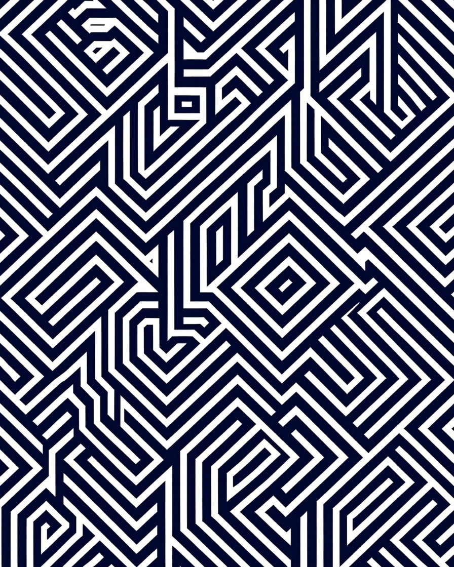 Monochrome Geometric Maze Rug