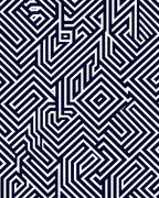 Monochrome Geometric Maze Rug