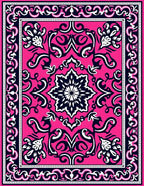 Vibrant Pink Mandala Floral Design Rug