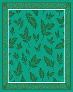 Emerald Green Botanical Print Rug