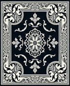 Classic Floral Scroll Border Design Rug