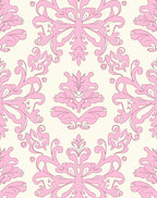 Pink Floral Damask Pattern Rug