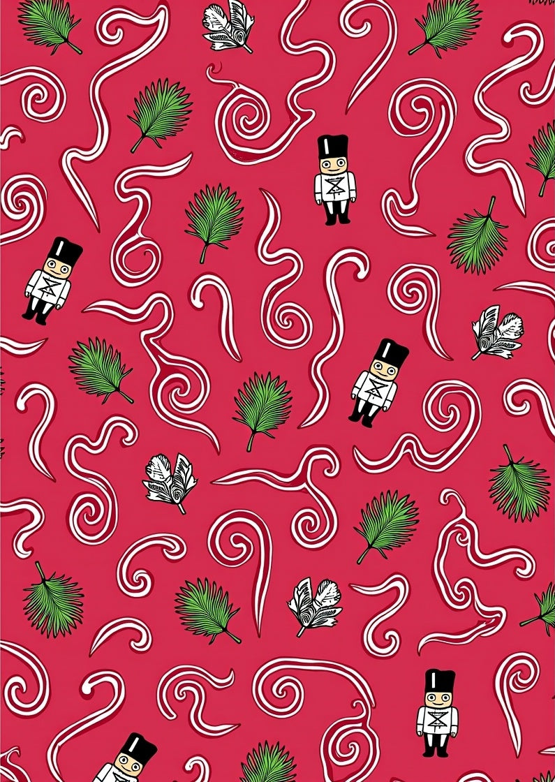 Red White Swirl Tropical Nutcracker Rug