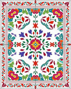 Vibrant Floral Botanical Folk Pattern Rug