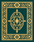 Ornate Gold Teal Scrollwork Design Rug