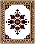 Rich Maroon Gold Floral Frame Rug