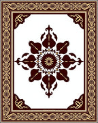 Rich Maroon Gold Floral Frame Rug