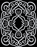 Ornate White Scrollwork Patterned Design Rug