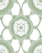 Sage Green Floral Mandala Pattern Rug