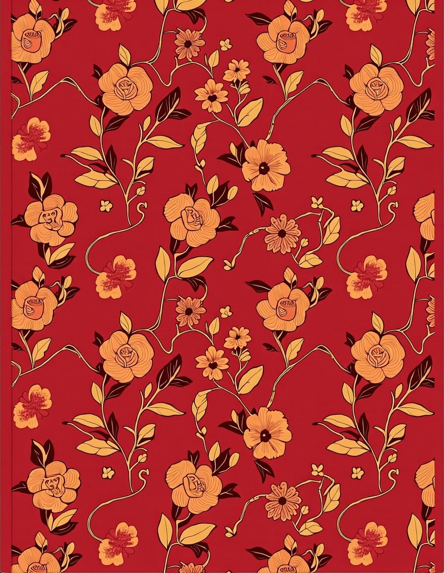 Red Floral Vine Pattern Design Rug