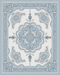 Ornate Blue Floral Symmetry Rug