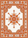 Orange Floral Medallion Scrollwork Rug