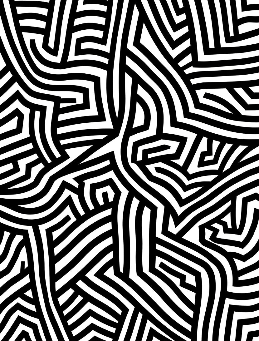 Bold Black White Line Abstract Rug