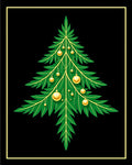 Green Fir Tree Golden Ornaments Rug